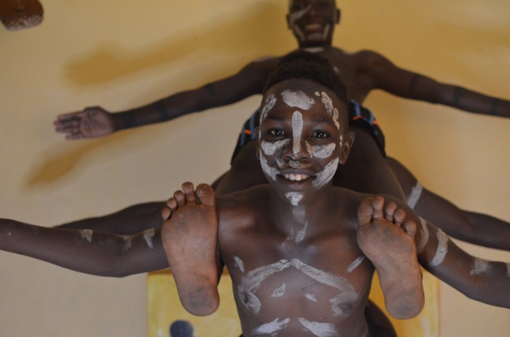 Two students playing during Corona Period